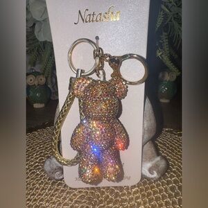 Sparkling Gold Teddy Bear Bag Charm - CUTE 🌟